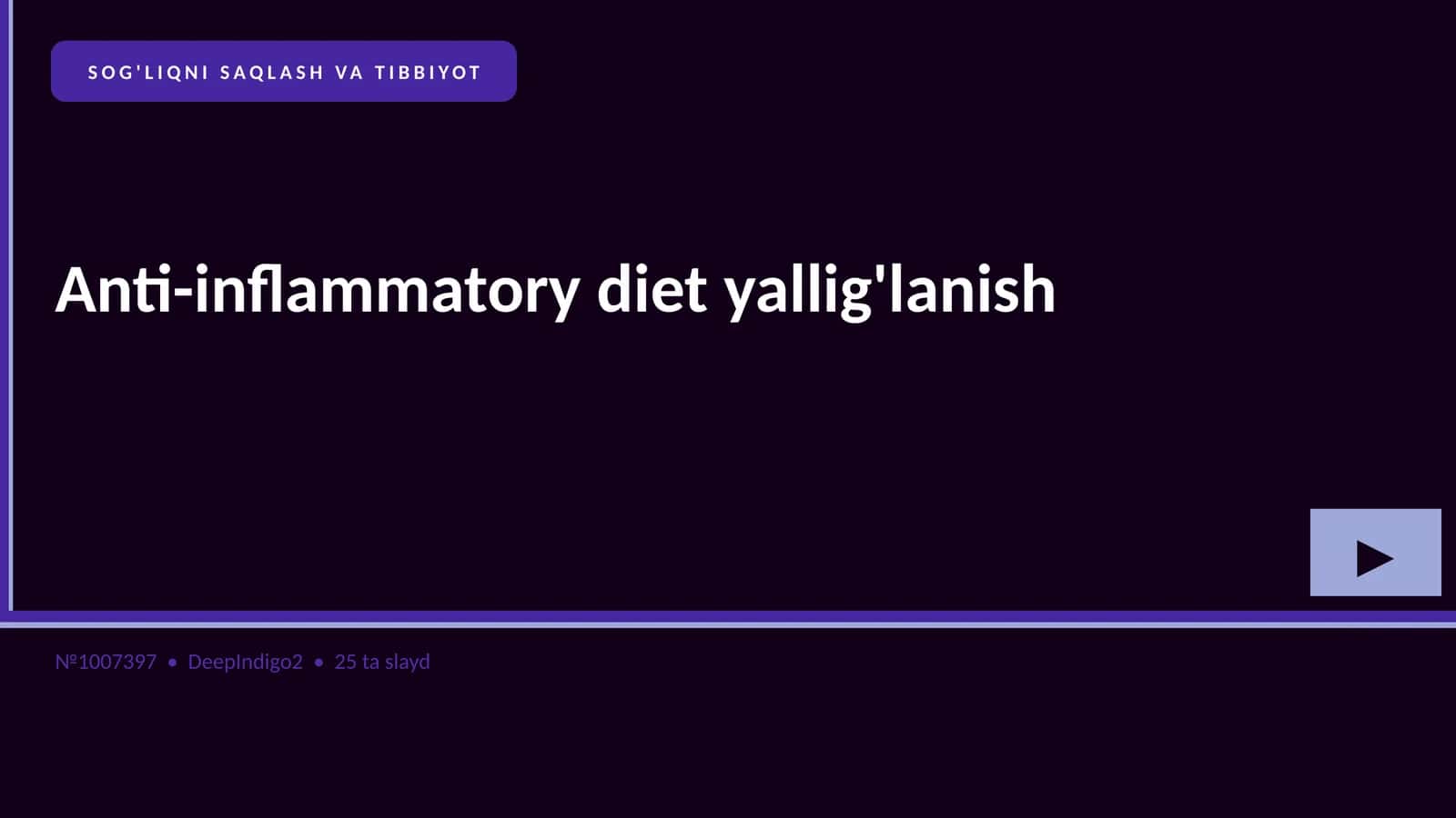 Anti-inflammatory diet yallig'lanish 1