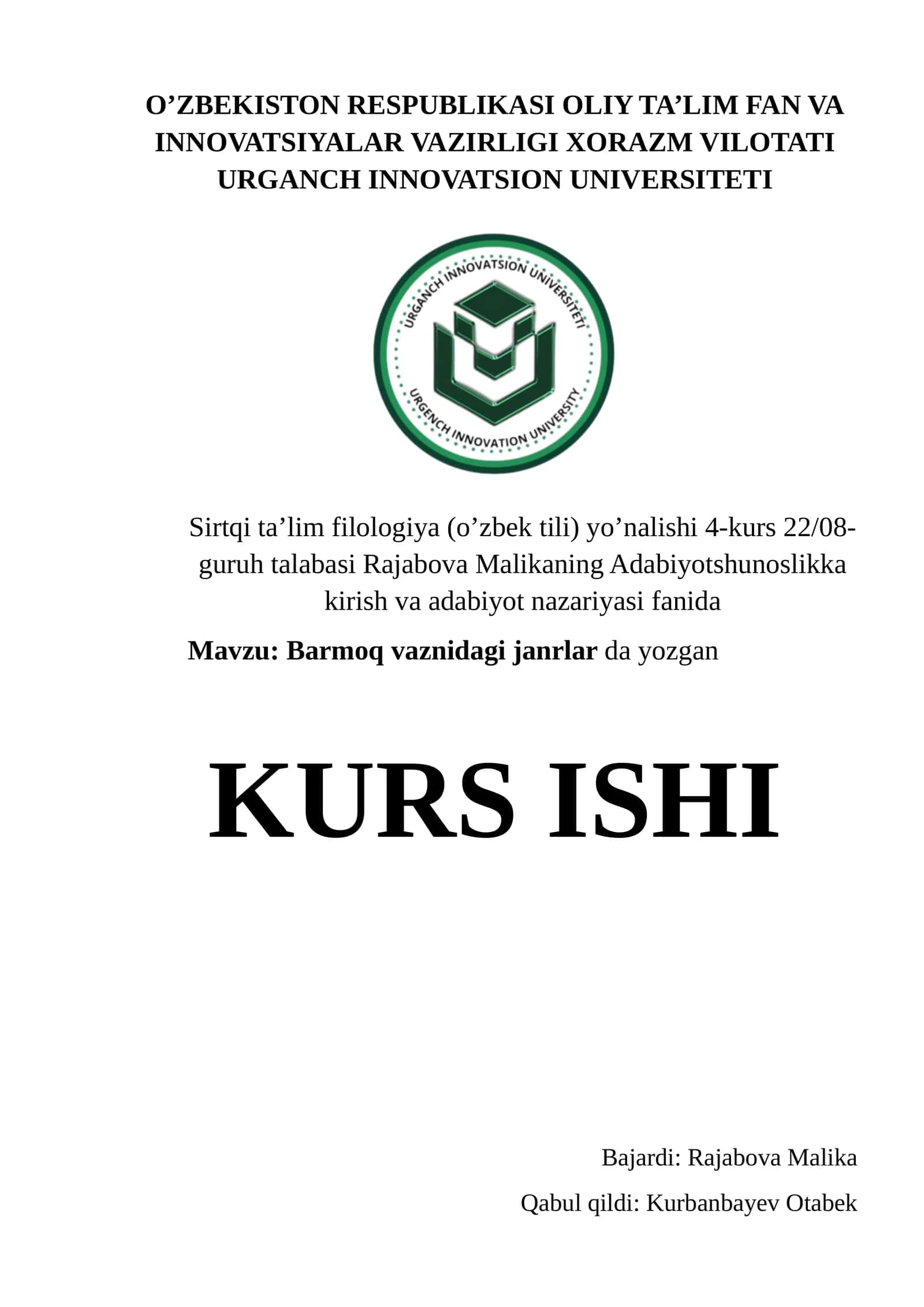 Barmoq vaznidagi janrlar da yozgan 1