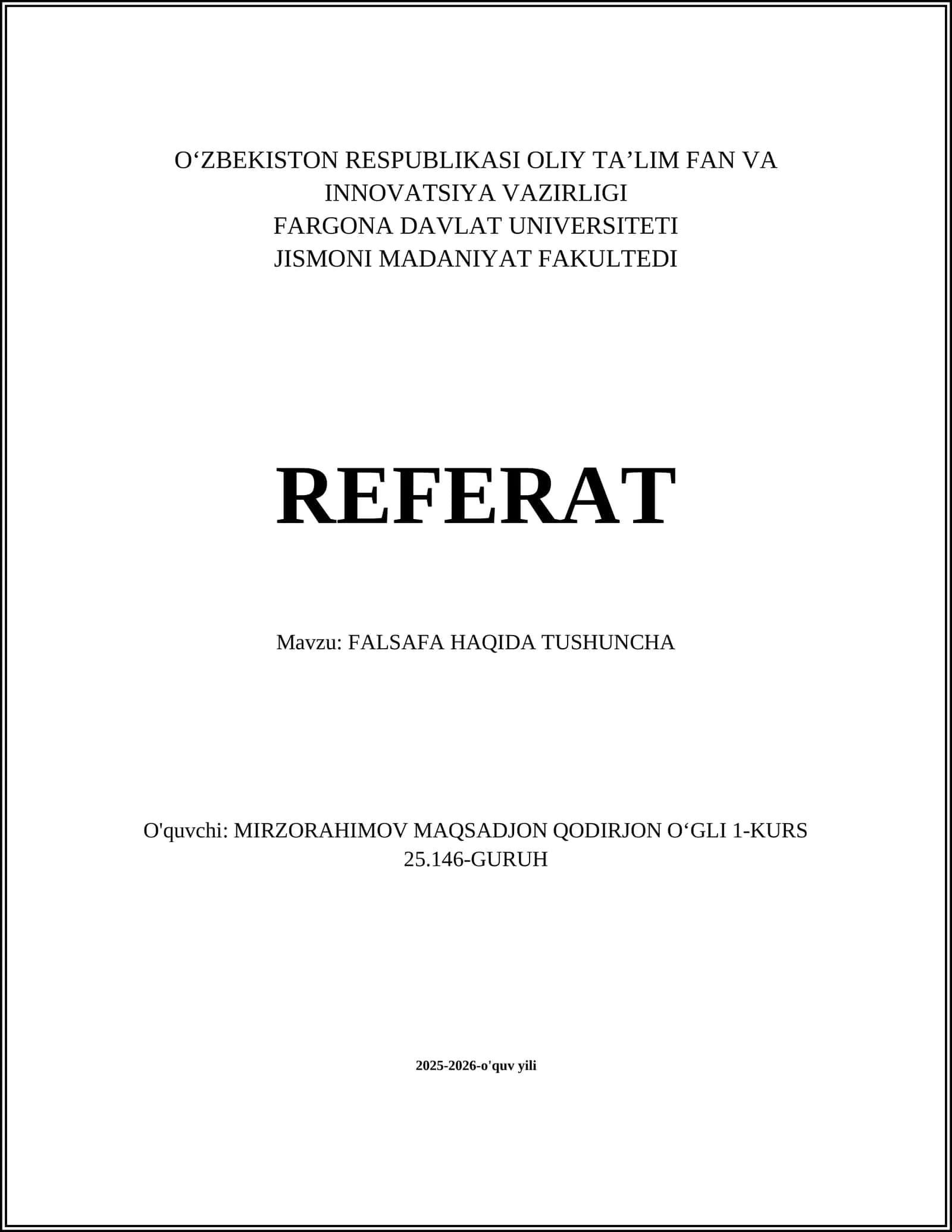 FALSAFA HAQIDA TUSHUNCHA 1