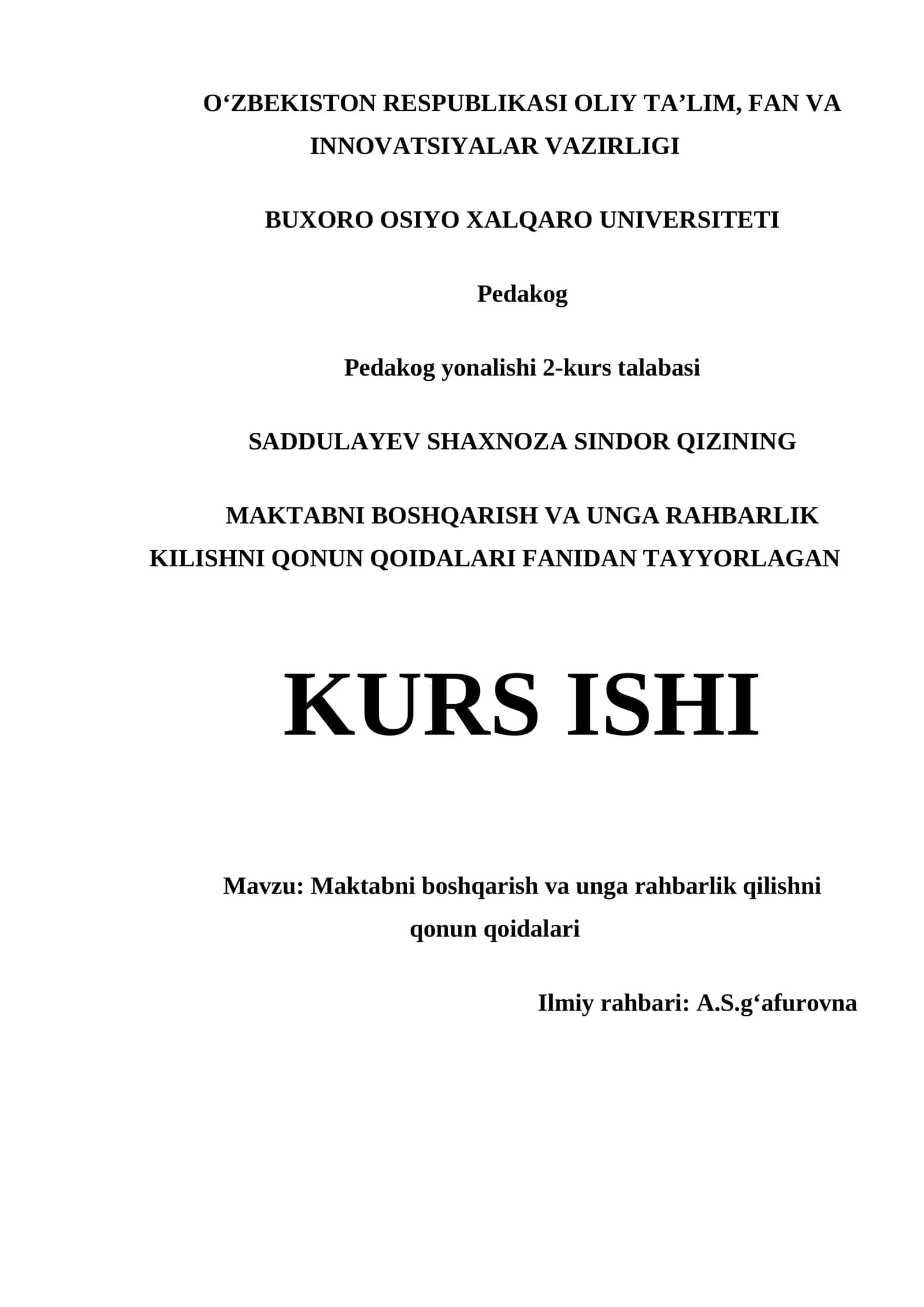 MAKTABNI BOSHQARISH VA UNGA RAHBARLIK QILISHNI QONUN QOIDALARI 1
