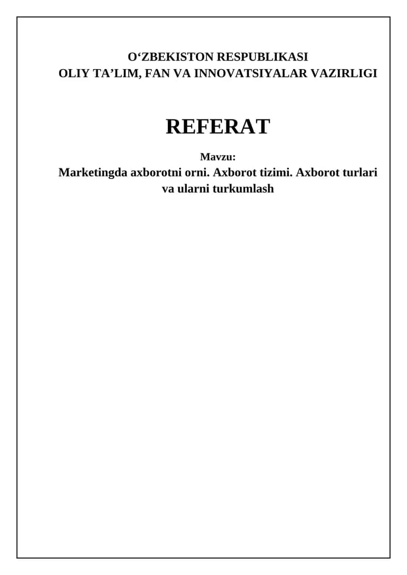 Marketingda axborot tizimlari 1