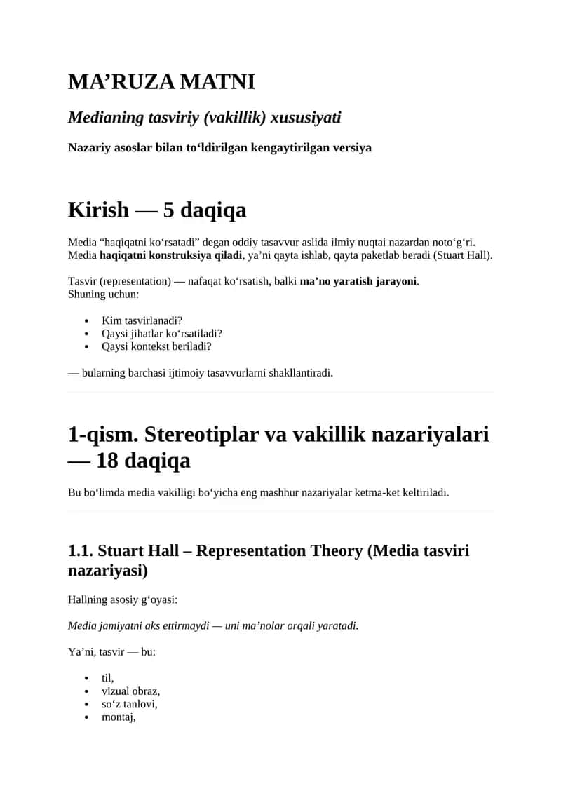 Medianing tasviriy xususiyatlari 1