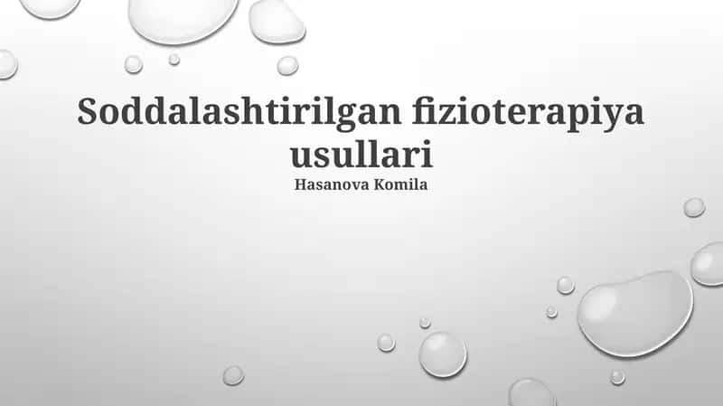 Soddalashtirilgan fizioterapiya usullari 1