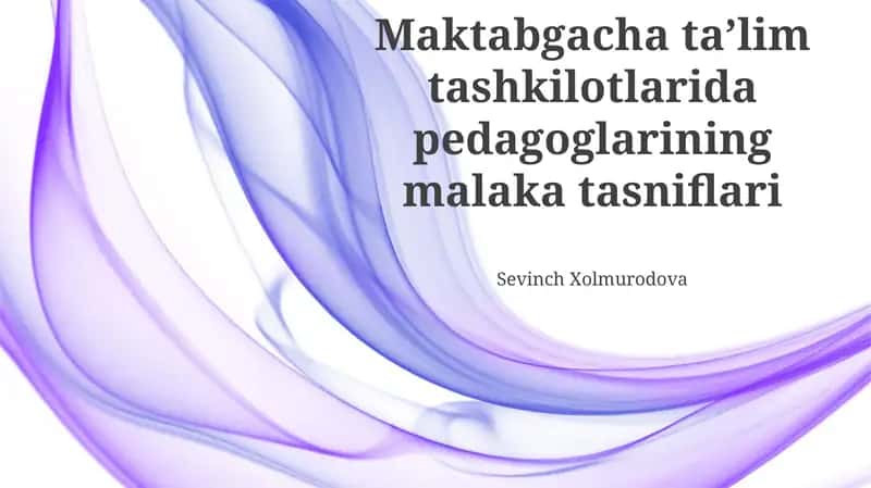 Pedagoglarining malaka tasniflari 1