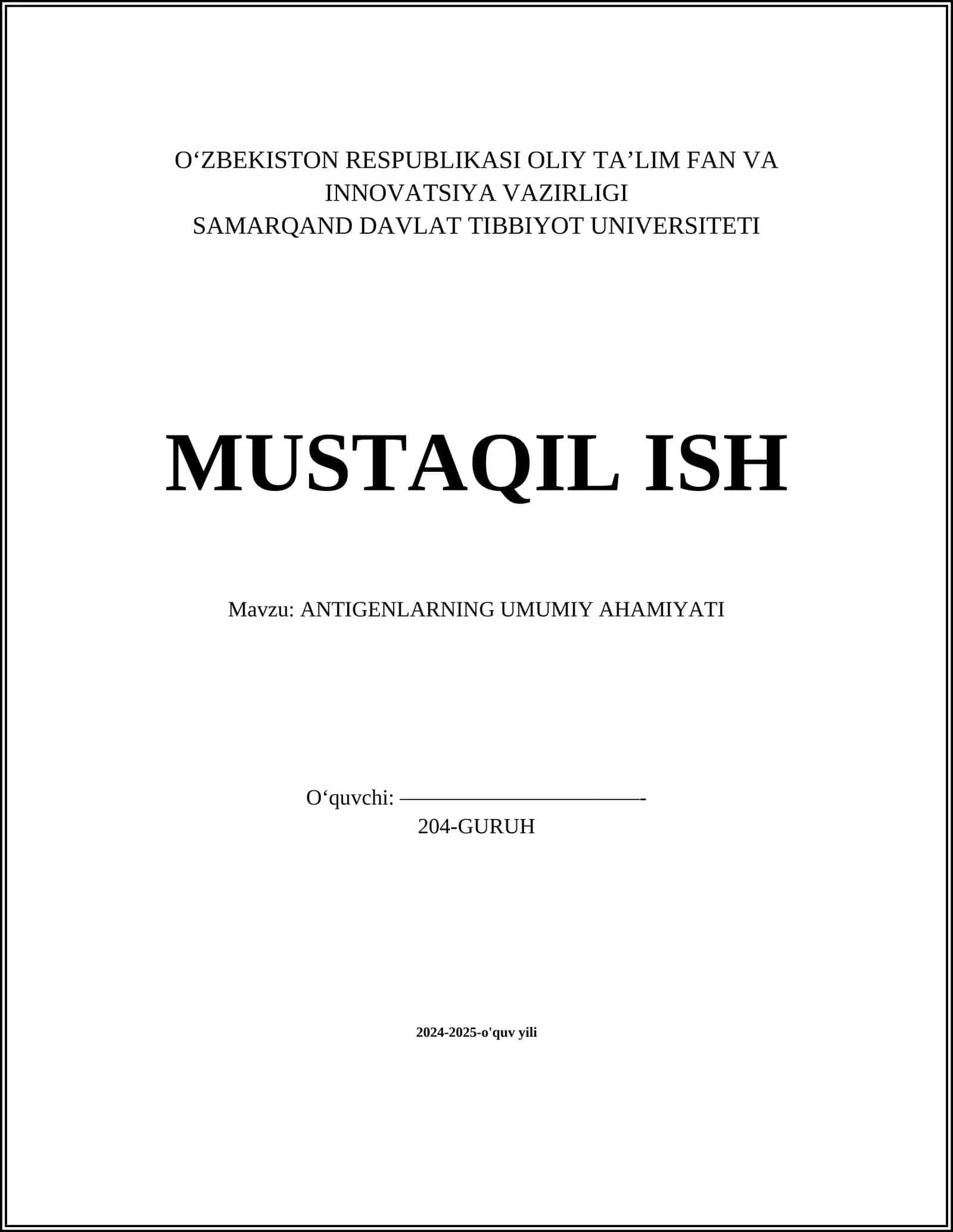 ANTIGENLARNING UMUMIY AHAMIYATI 1