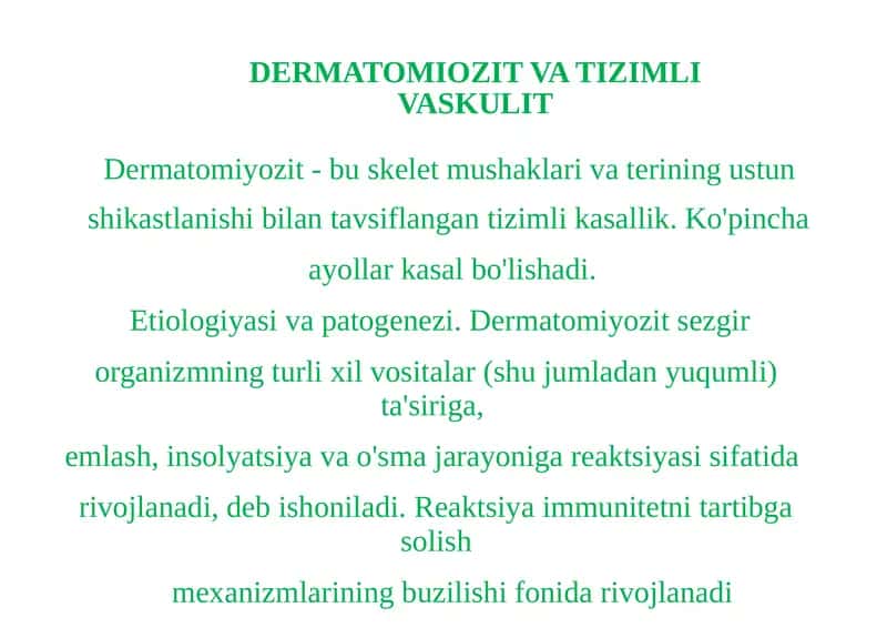 Dermatomiyozit va Tizimli Vaskulit 1