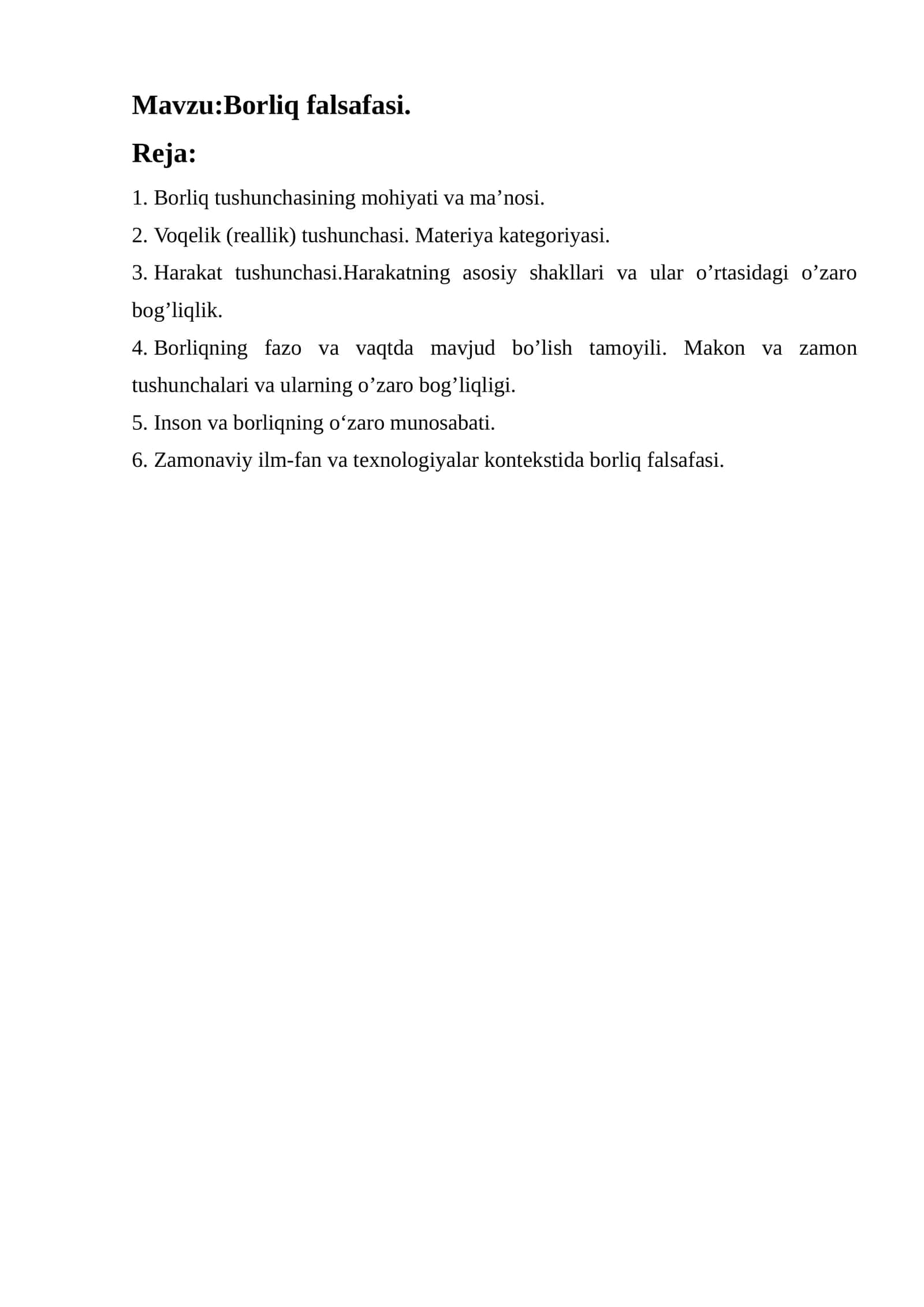 Borliq falsafasi 1
