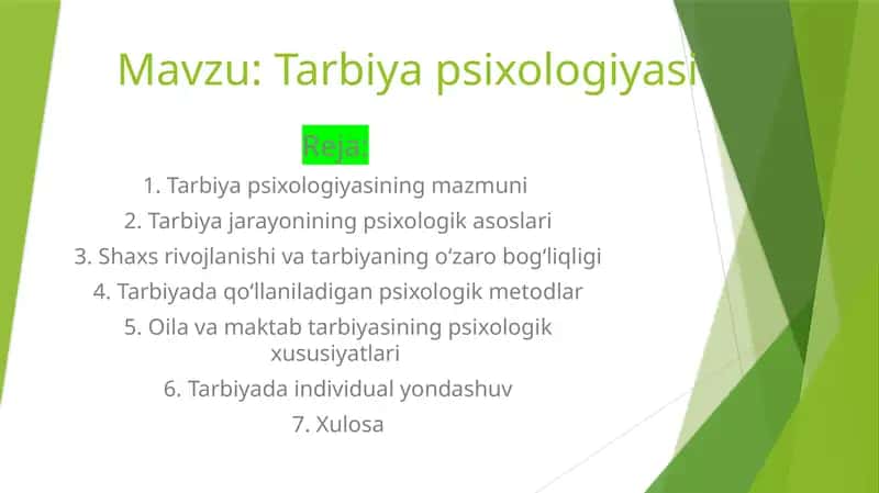Tarbiya psixologiyasi 1