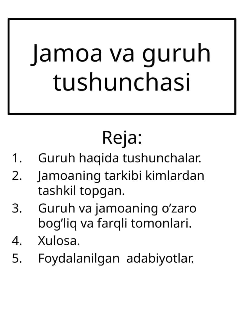 Jamoa va guruh tushunchasi 1