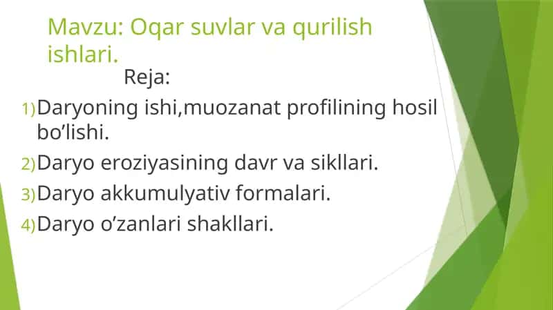 Oqar suvlar va qurilish ishlari 1