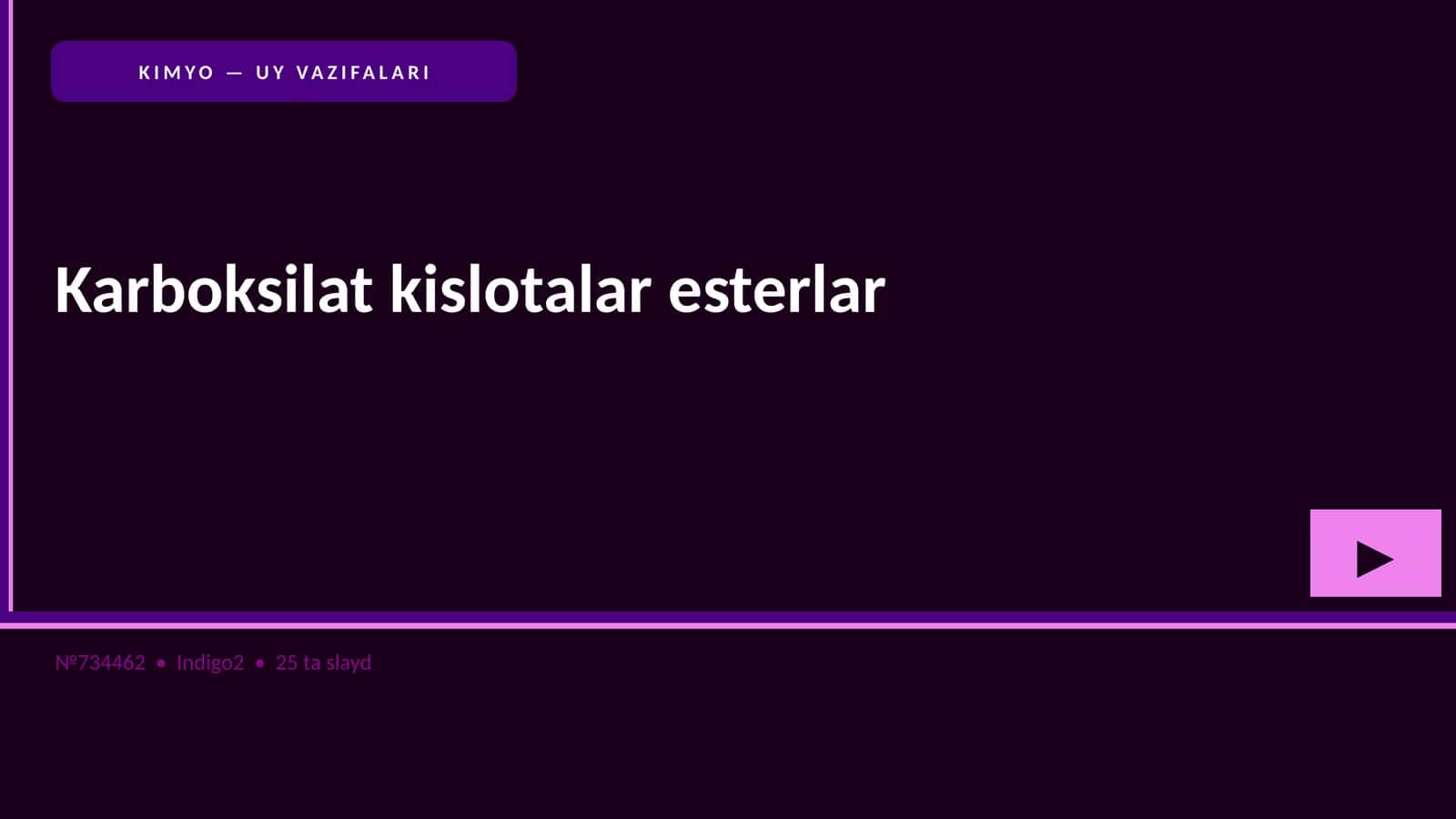 KIMYO — UY VAZIFALARI 1