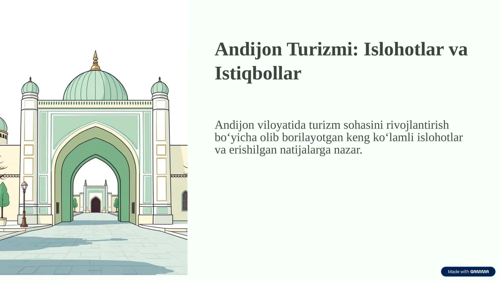 Andijon Turizmi Islohotlar va Istiqbollar 1