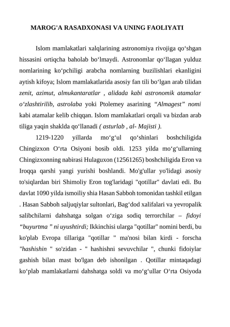 MAROG'A RASADXONASI VA UNING FAOLIYATI 1