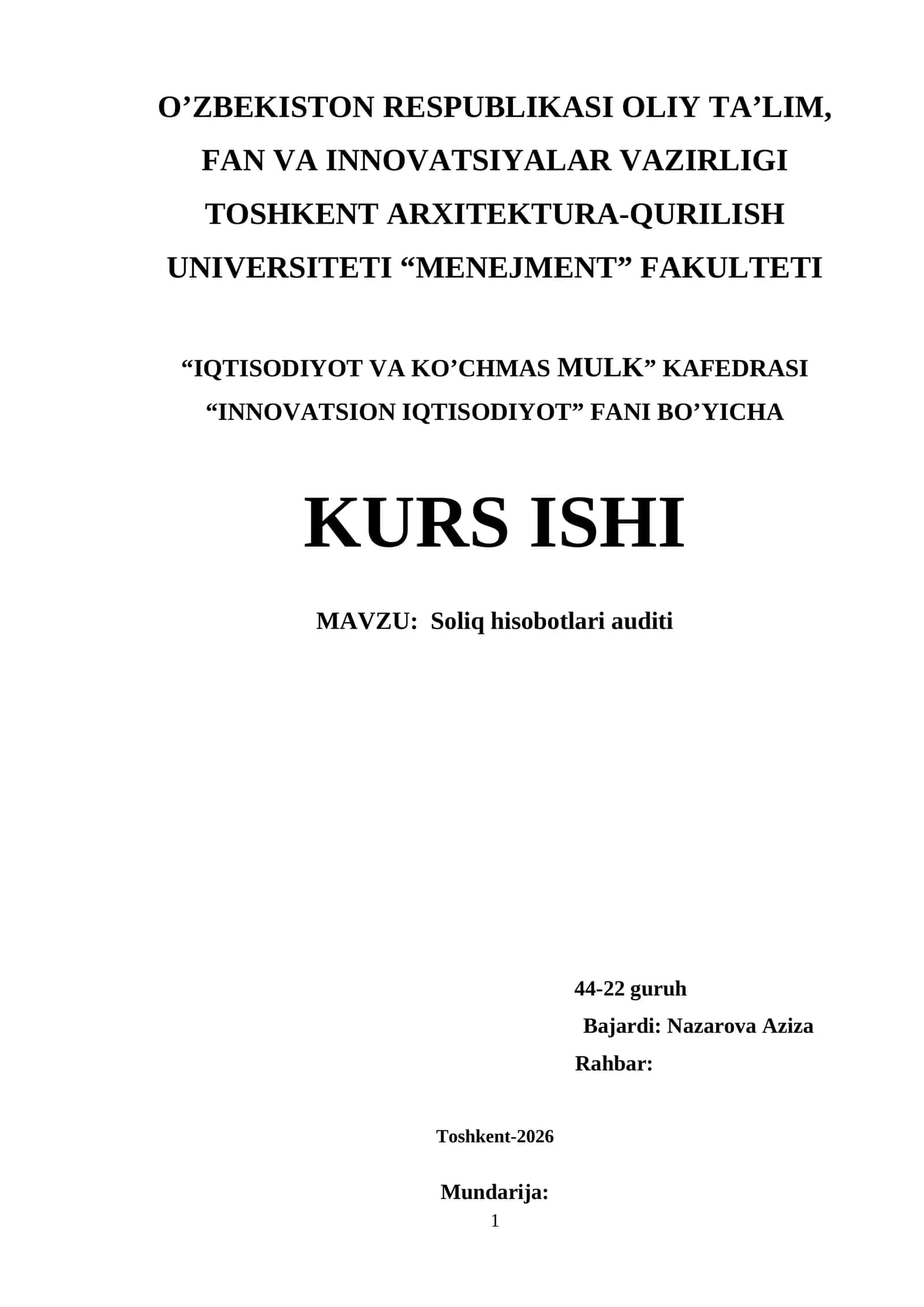 Soliq hisobotlari auditi 1