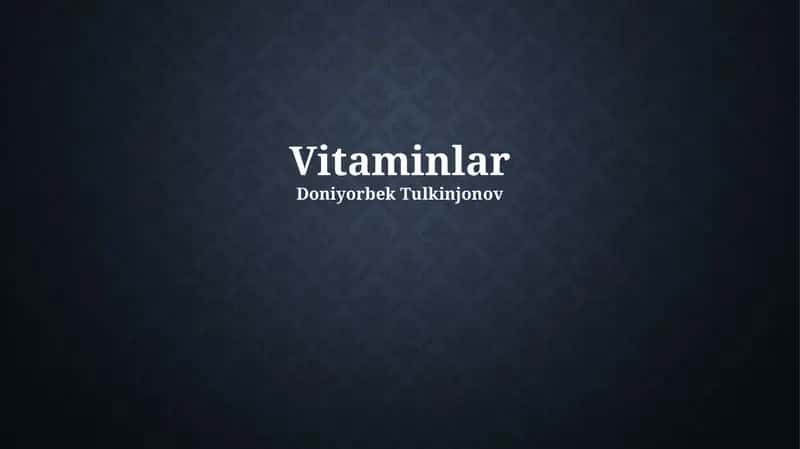 Vitaminlar 1