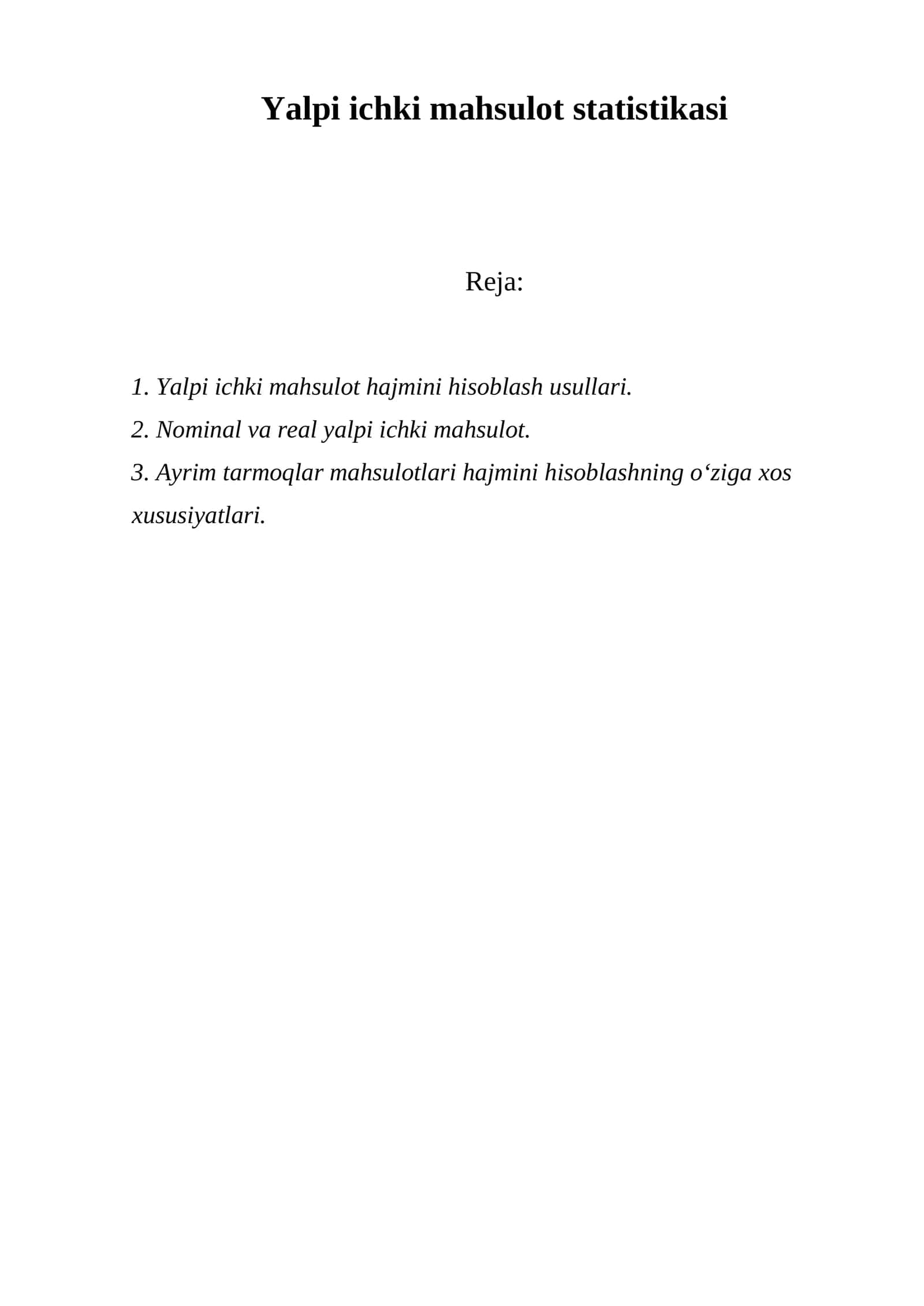 Yalpi ichki mahsulot statistikasi 1