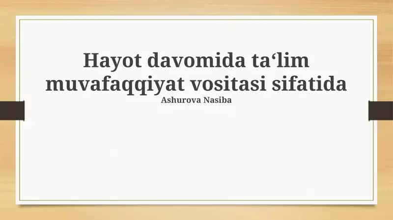 Umr bo'yi o'qishning mohiyati va afzalliklari 1
