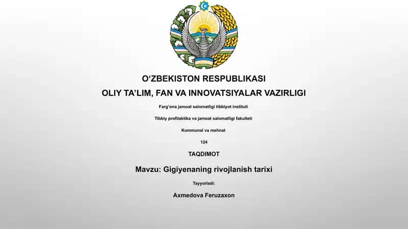 Gigiyenaning rivojlanish tarixi 1