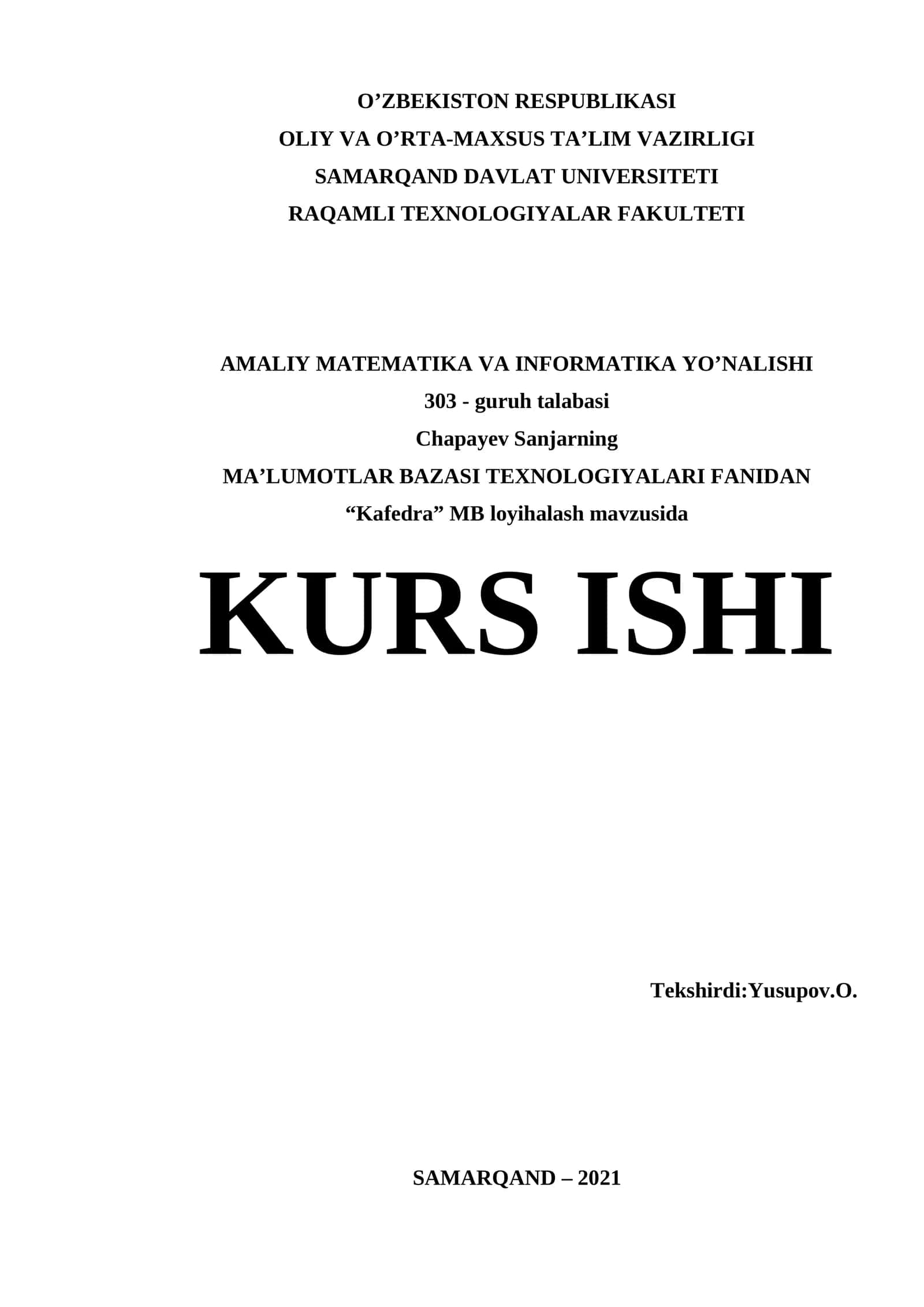 Kafedra MB loyihalash mavzusida 1