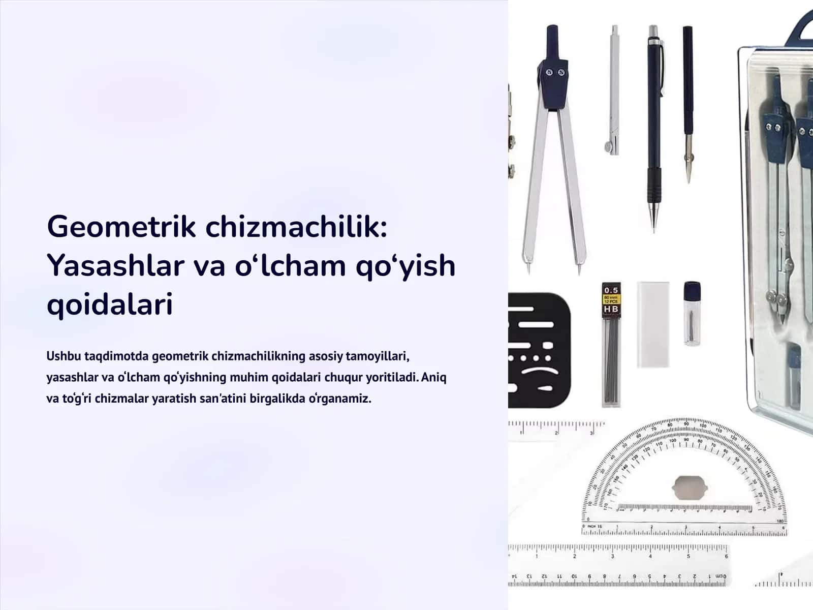 Geometrik chizmachilik: Yasashlar va o‘lcham qo‘yish qoidalari 1