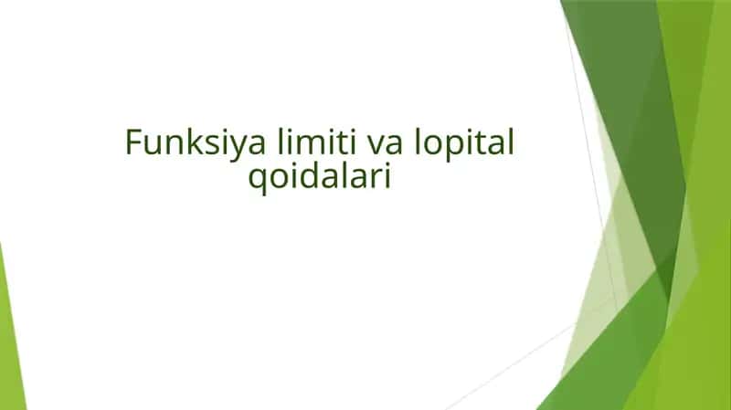 Funksiyalimitiva lopital qoidalari 1