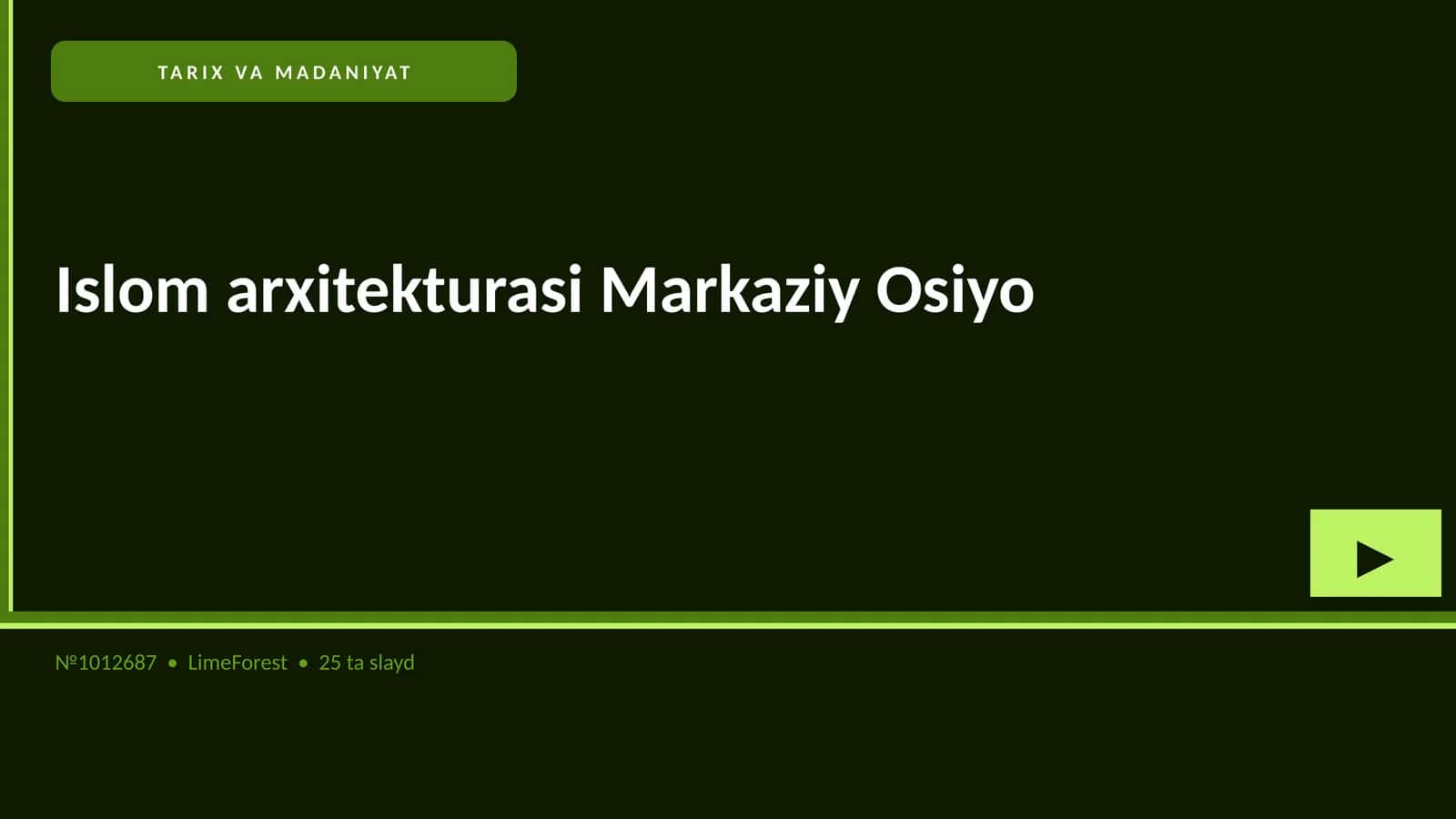 Islom arxitekturasi Markaziy Osiyo 1
