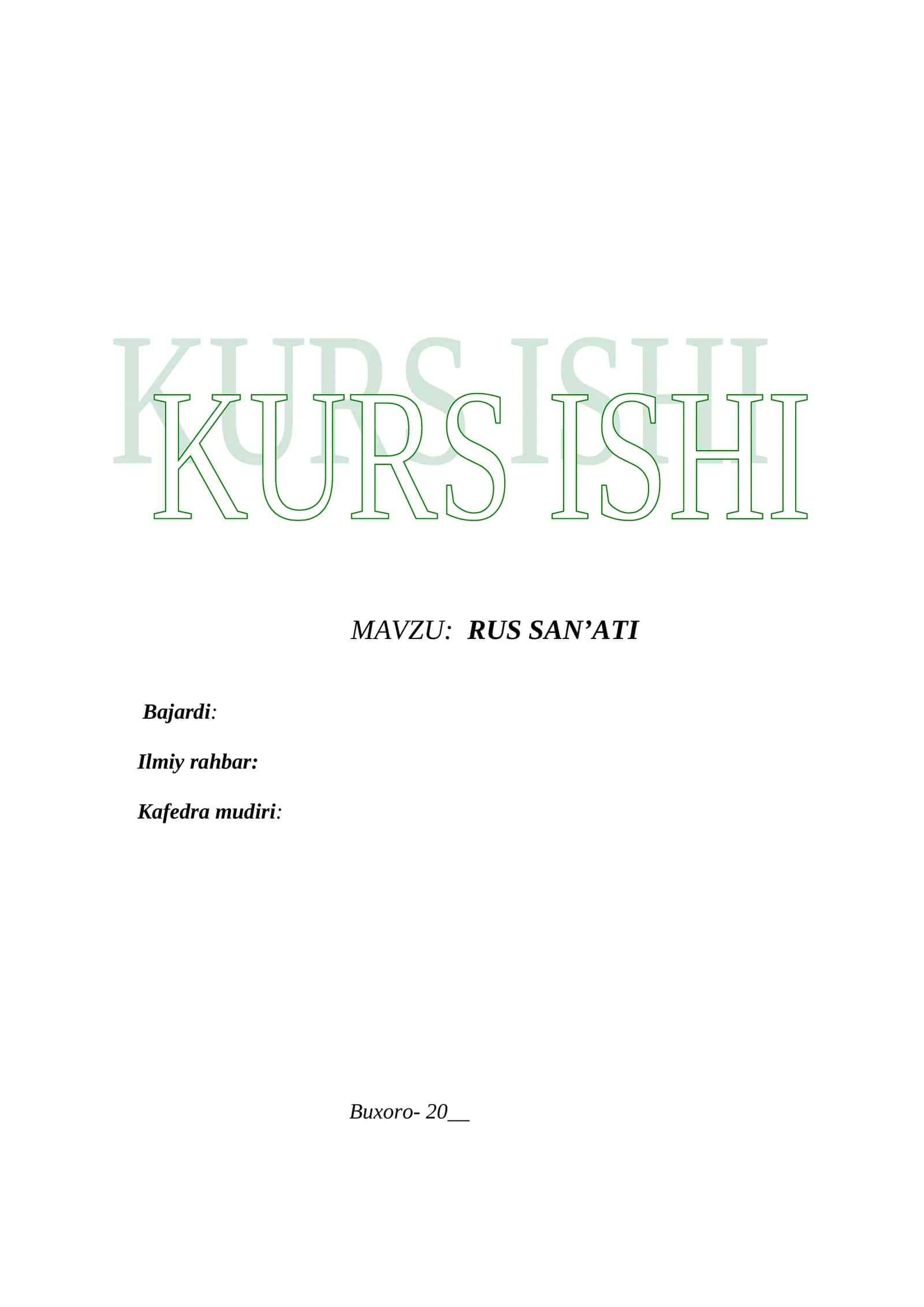 RUS SAN’ATI. Kurs ishi 1