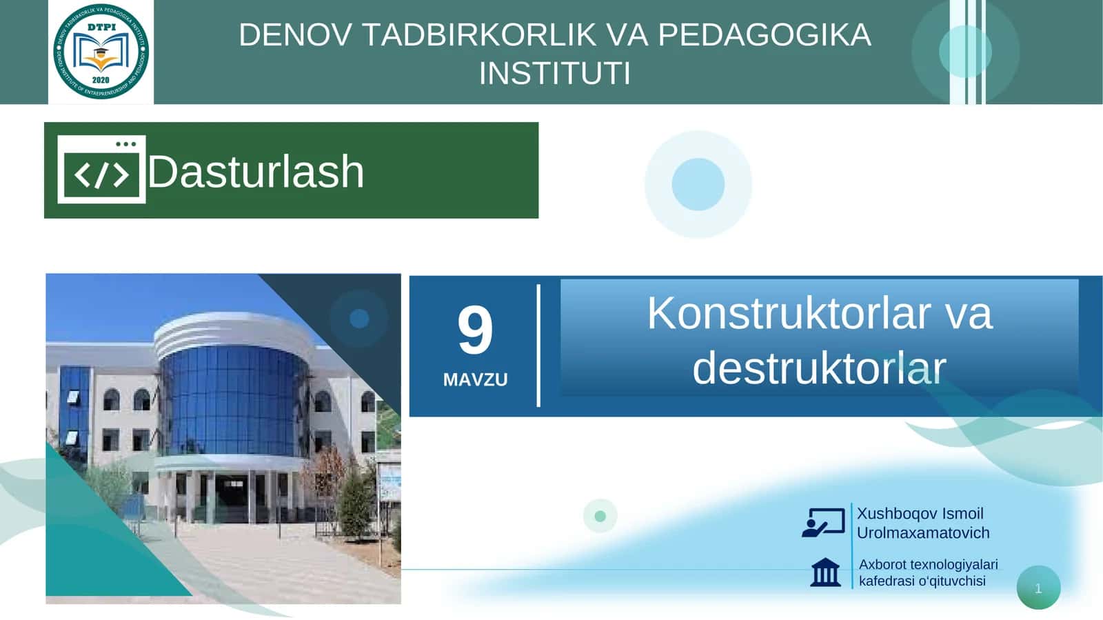 Konstruktorlar va destruktorlar 1