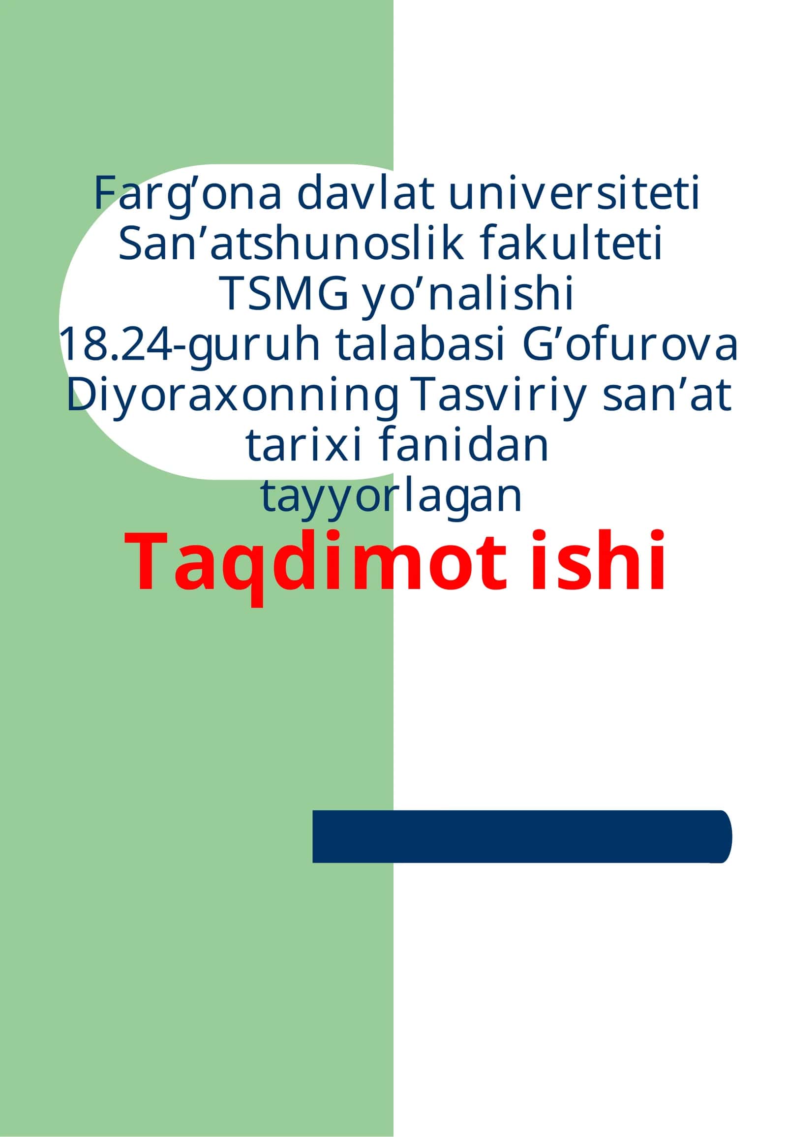Tasviriysan’attarixi fanidan Taqdimoti 1