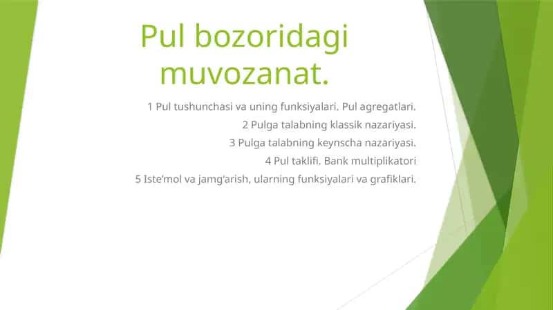 Pul bozoridagi muvozanat 1