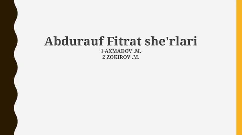 Abdurauf Fitrat she'rlari 1