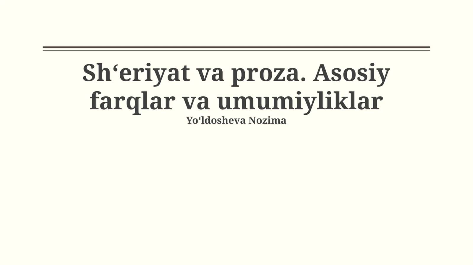 She'r va Nasr Misollarining Taqqoslash 1