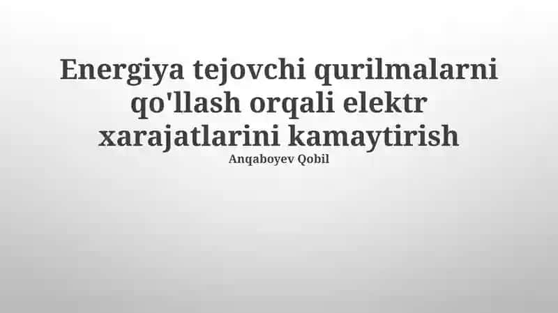 Energiya tejovchi qurilmalar