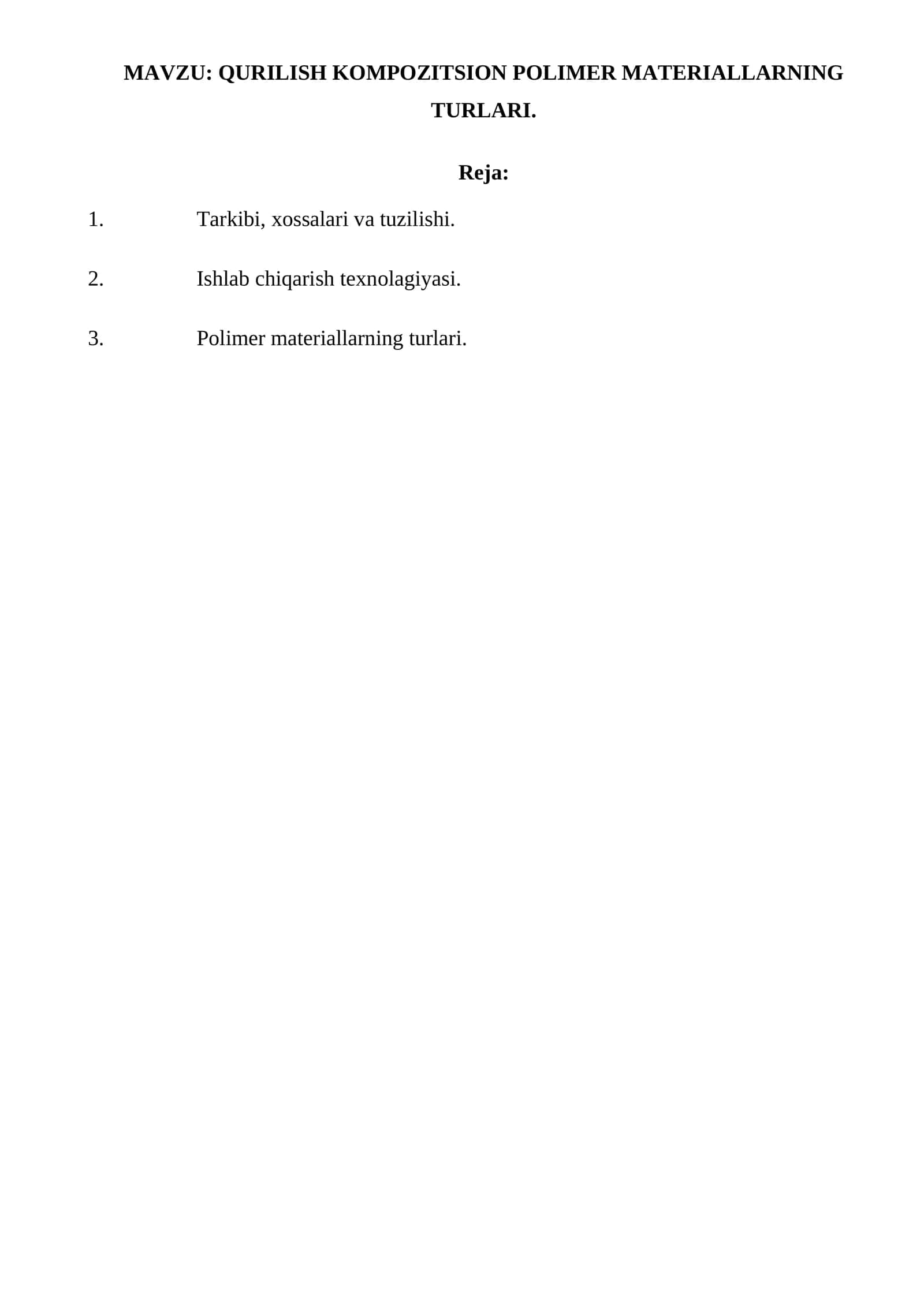 QURILISH KOMPOZITSION POLIMER MATERIALLARNING TURLARI 1