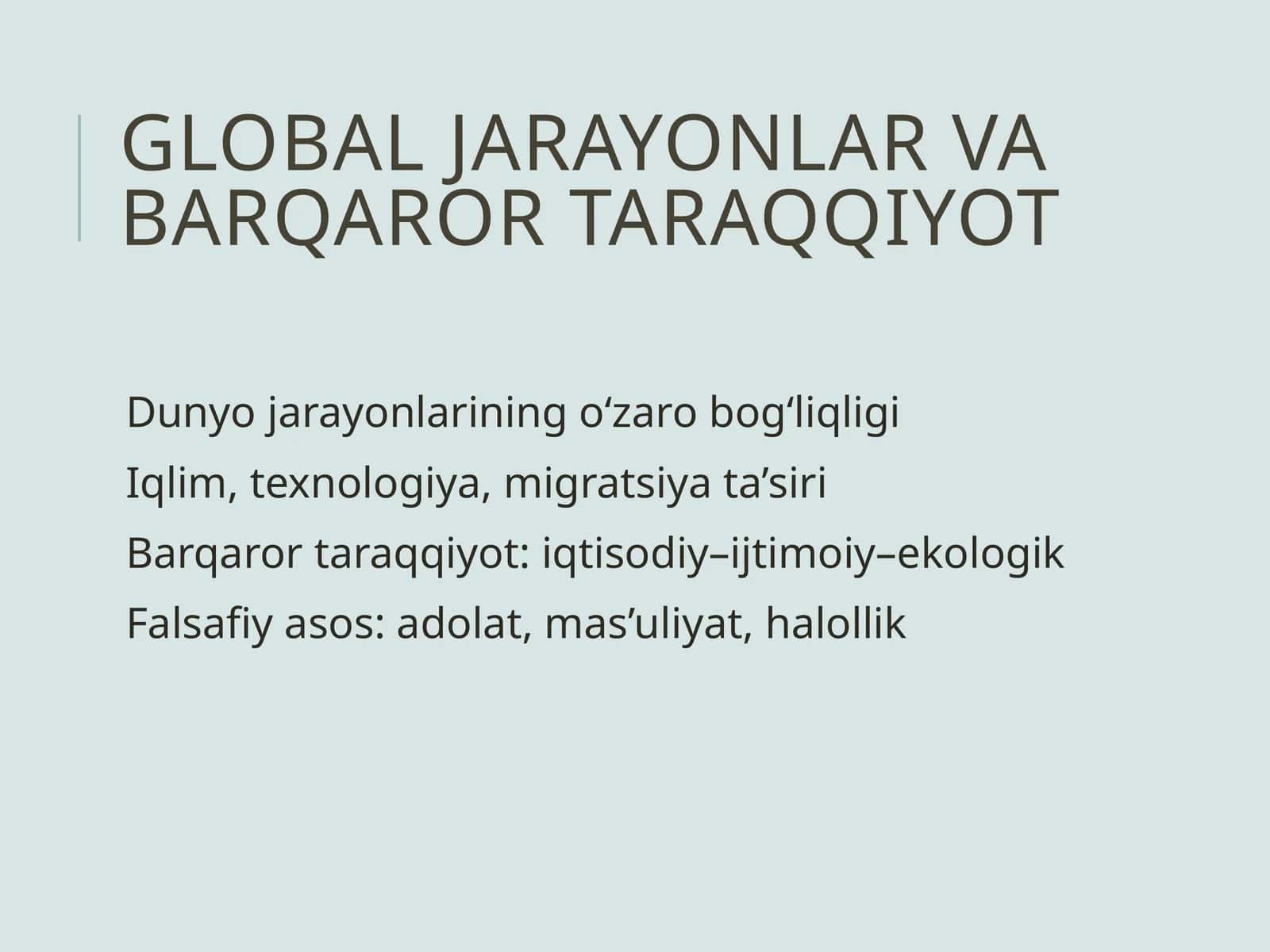 Global jarayonlar va barqaror taraqqiyot 1