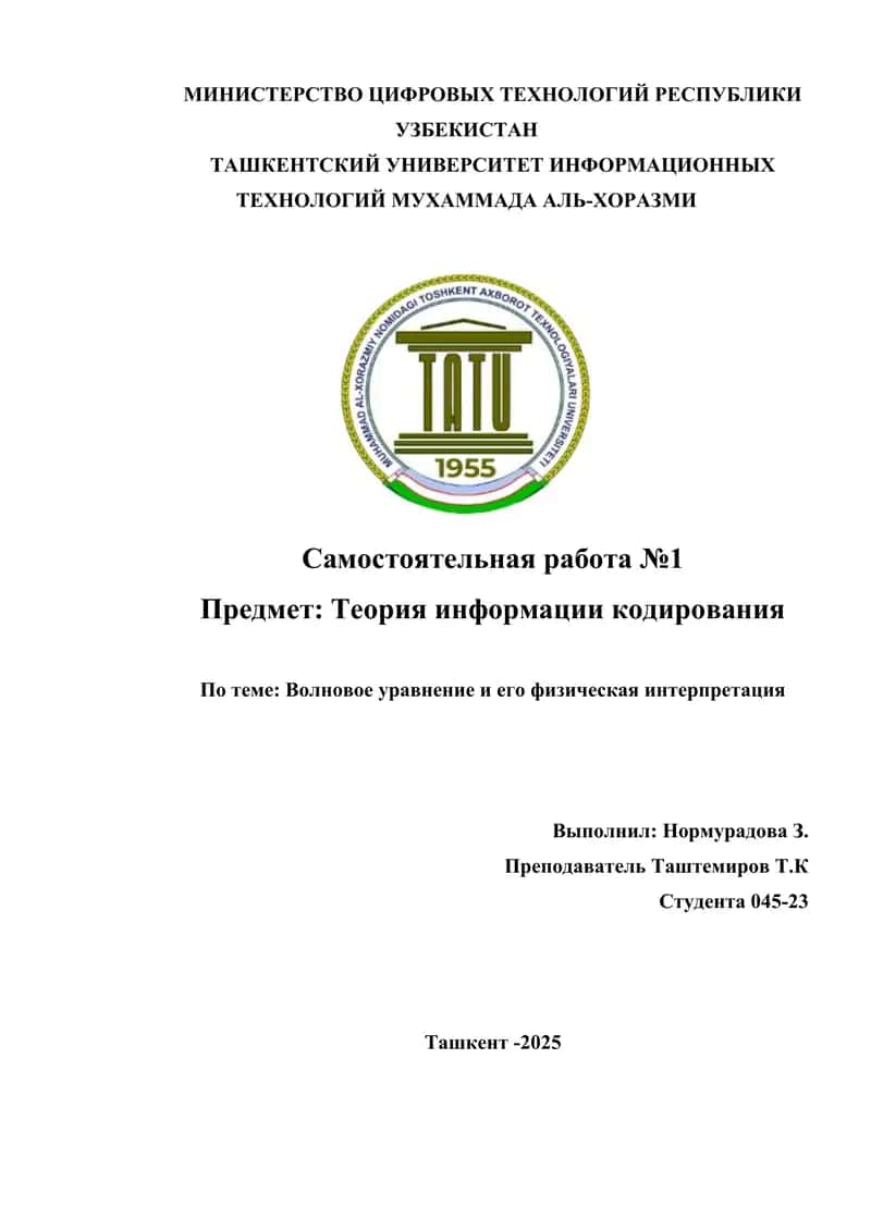 Волновое уравнение и его физическая интерпретация 1