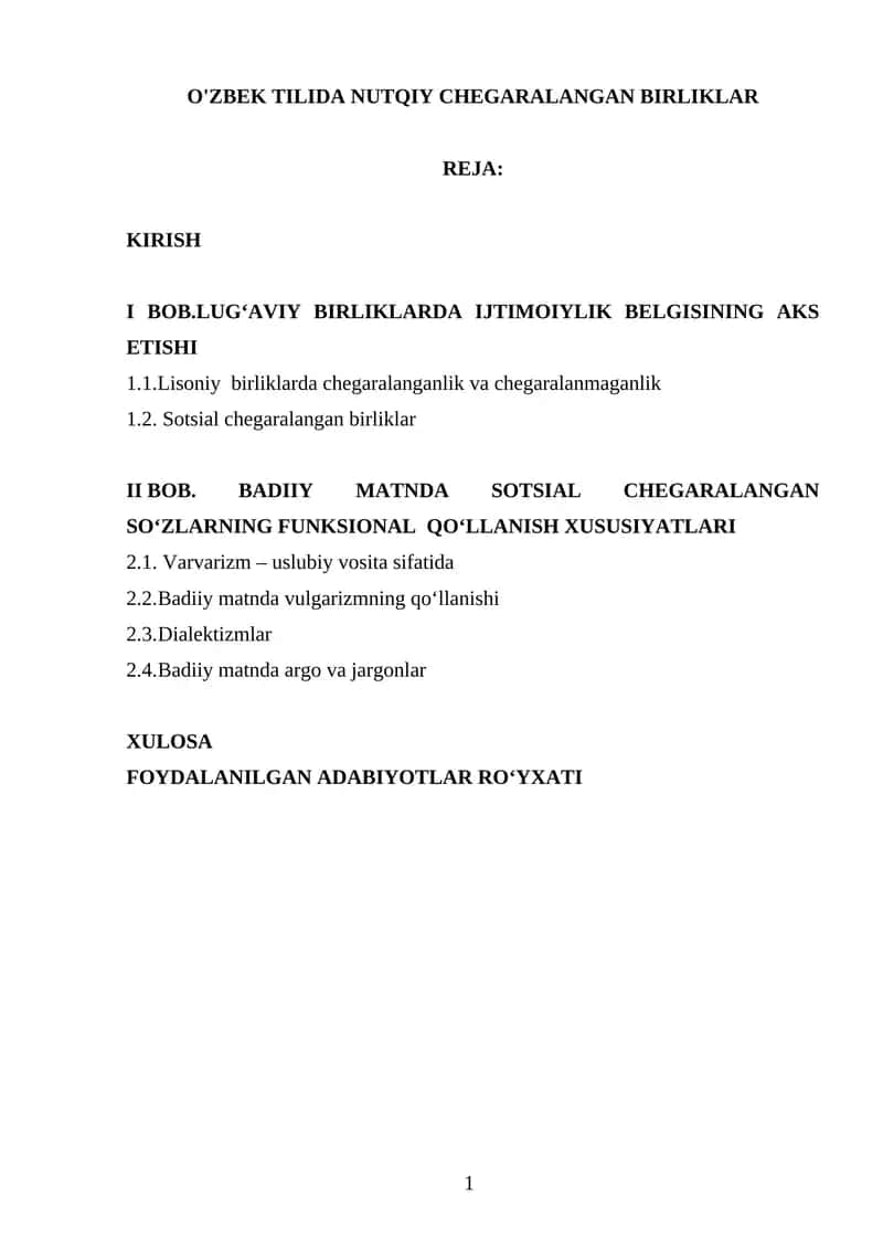 O'ZBEK TILIDA NUTQIY CHEGARALANGAN BIRLIKLAR 1
