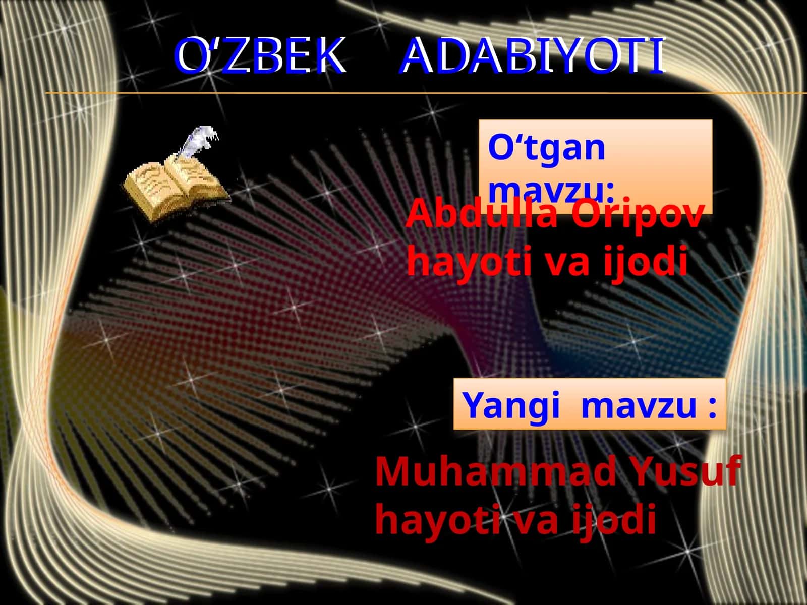O‘ZBEK ADABIYOTI 1