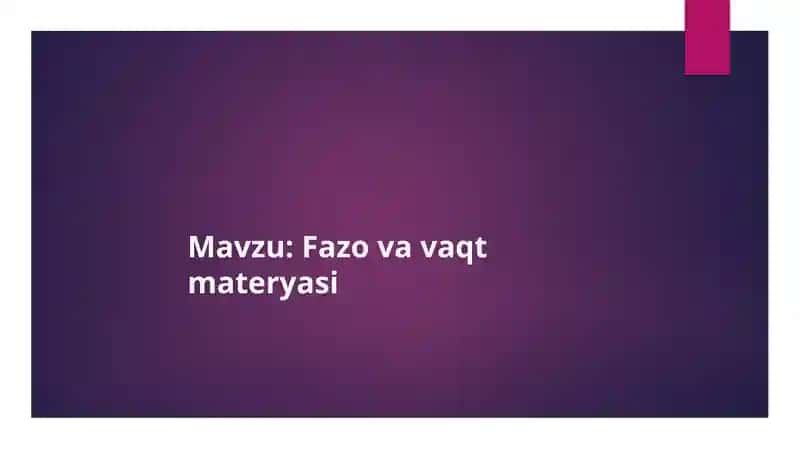 Fazo va vaqt materyasi