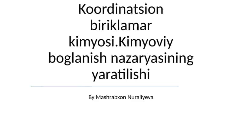 Koordinatsion biriklamar kimyosi 1