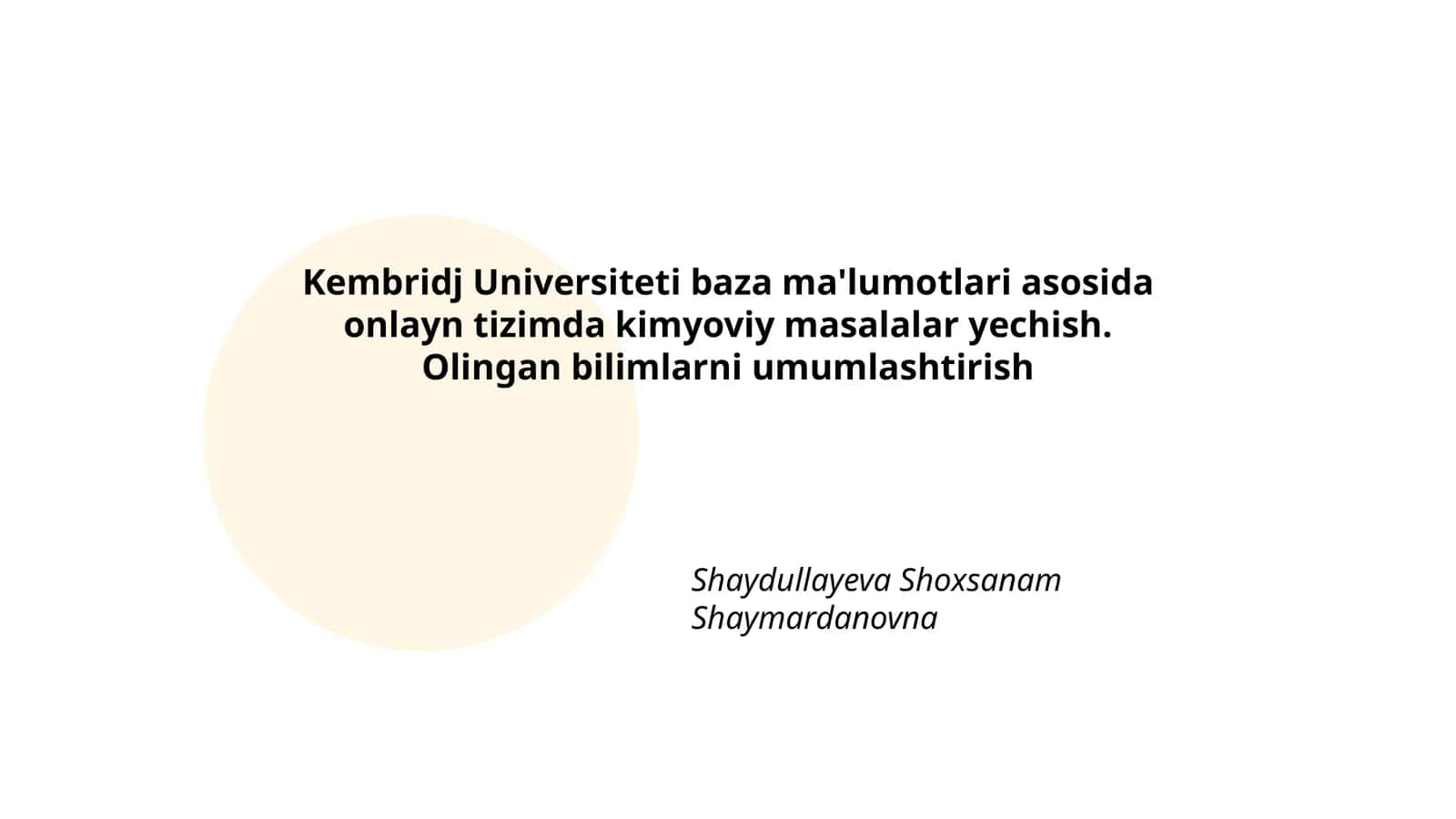 Kimyoviy jarayonlarning asoslari 1
