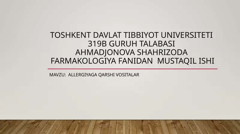 Allergiyaga qarshi vositalar 1