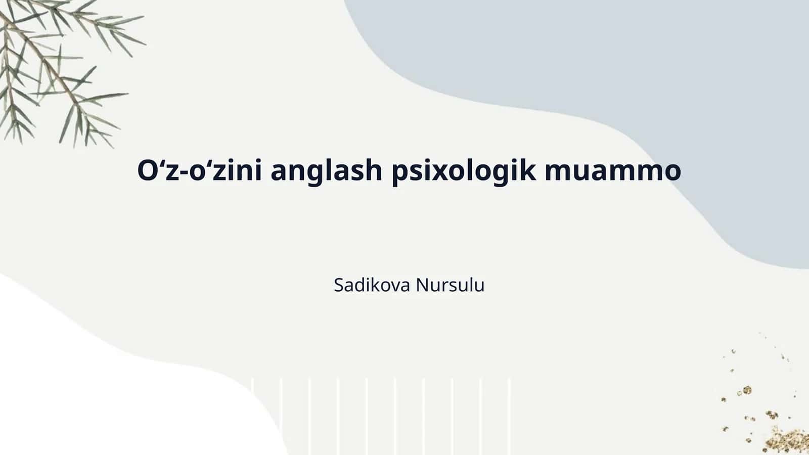 Oʻz-oʻzini anglash psixologik muammo 1