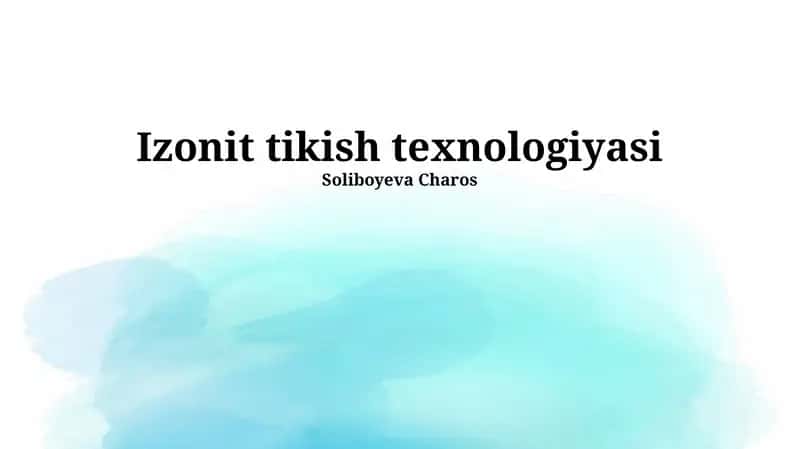 Izonit tikish texnologiyasi 1