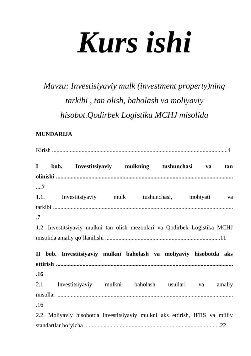 Investisiyaviy mulk (investment property) 1