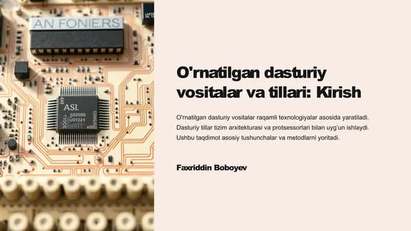 Ornatilgan dasturiy vositalar va tillari 1