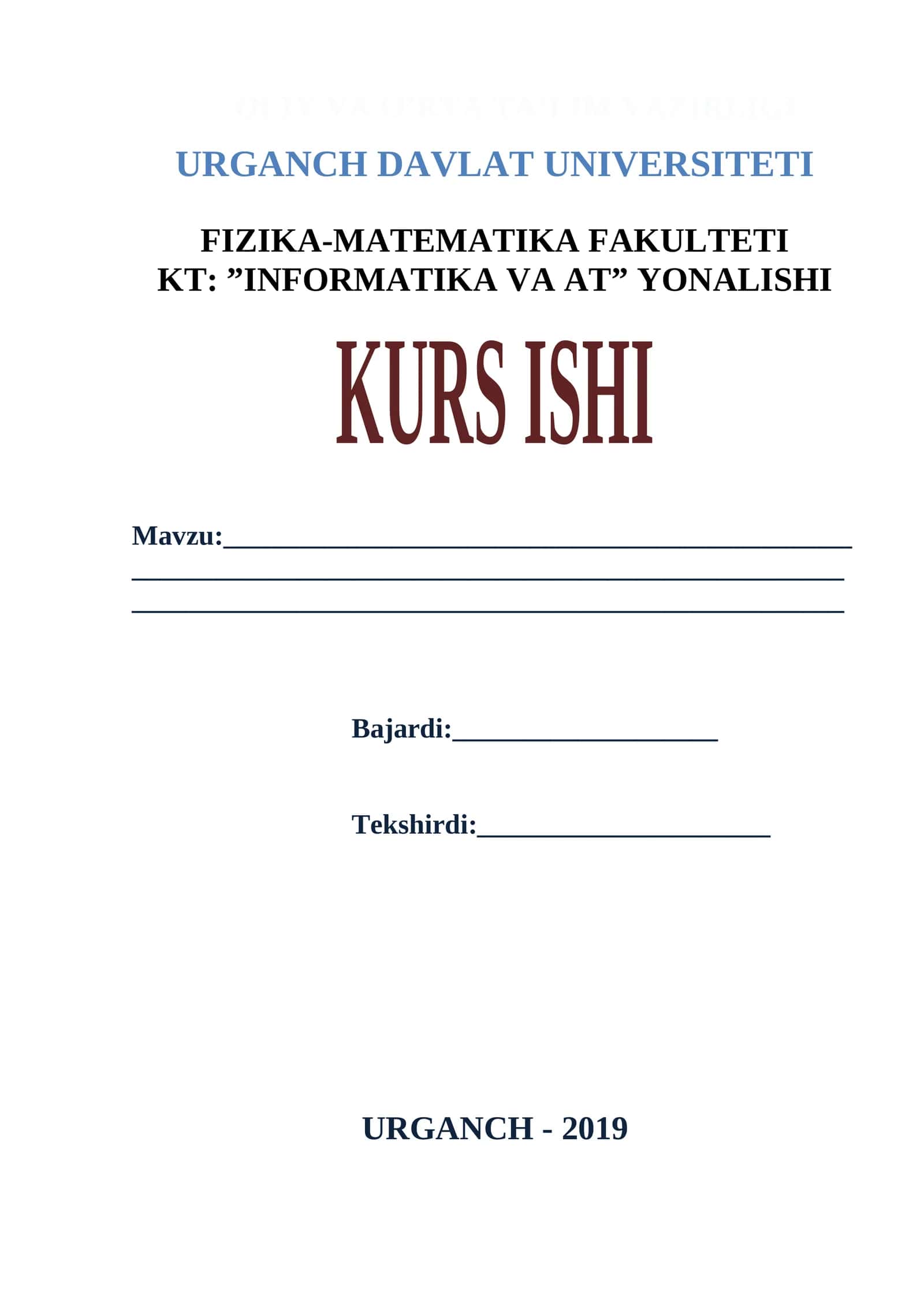 KT: ”INFORMATIKA VA AT” YONALISHI 1