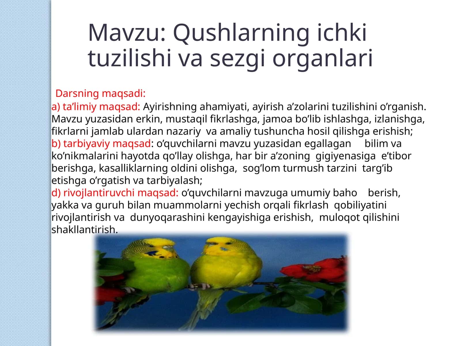 Qushlarningichkituzilishivasezgiorganlari 1