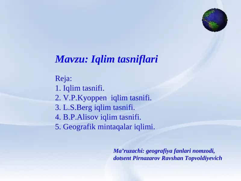 Iqlim tasniflari 1