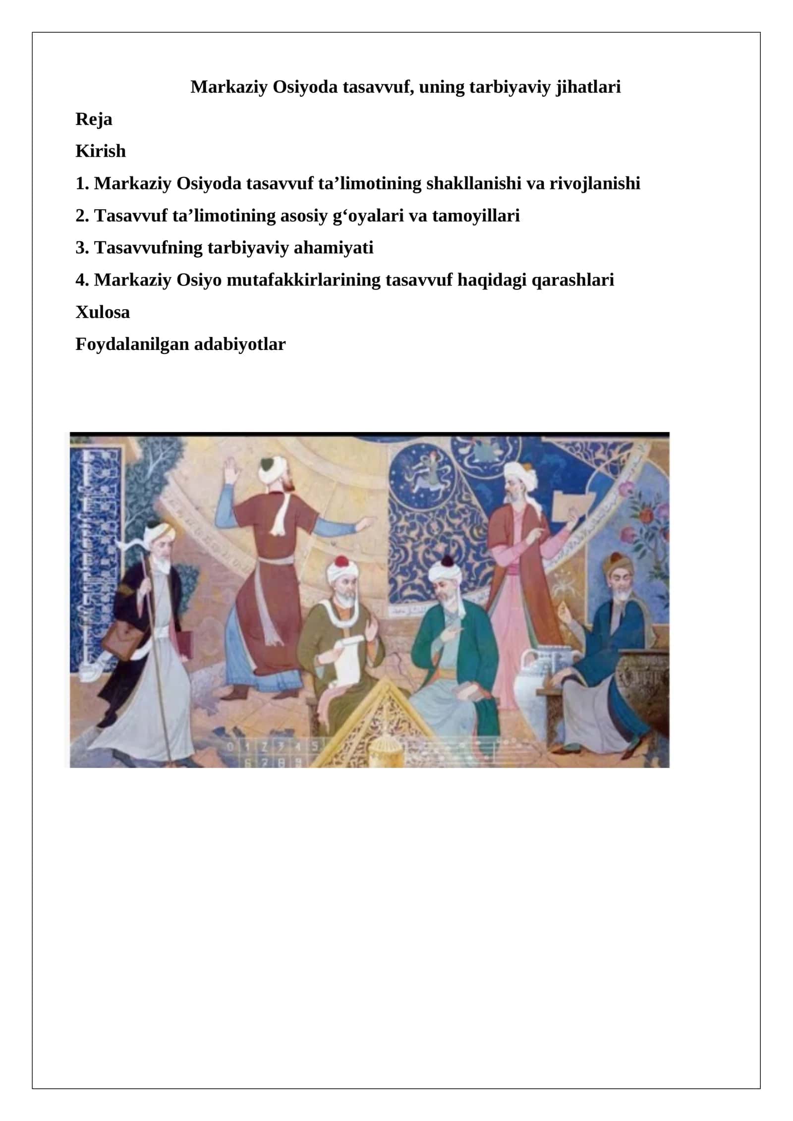 Markaziy Osiyoda tasavvuf, uning tarbiyaviy jihatlari 1